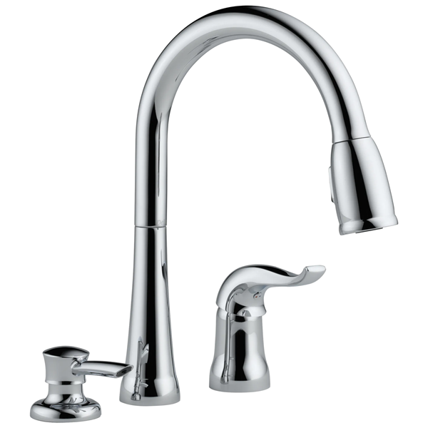 Delta - Kate Single Handle Pull-Down Kitchen Faucet With Soap Dispenser