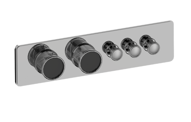 Graff - Riva Traditional 3-Button Paired Knob Oblique Knurl Horizontal Trim