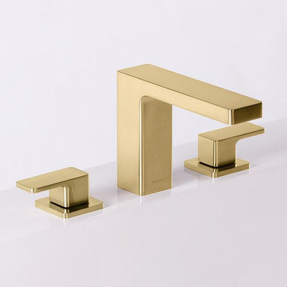 Lacava - Eleganza Deck Mount Three Hole Facuet With A Square Neck Spout, Two Handles, And A Pop Up, Drain Included