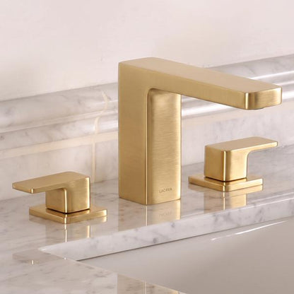 Lacava - Eleganza Deck Mount Three Hole Facuet With A Square Neck Spout, Two Handles, And A Pop Up, Drain Included