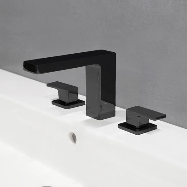 Lacava - Eleganza Deck Mount Three Hole Facuet With A Square Neck Spout, Two Handles, And A Pop Up, Drain Included
