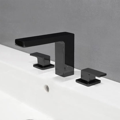 Lacava - Eleganza Deck Mount Three Hole Facuet With A Square Neck Spout, Two Handles, And A Pop Up, Drain Included