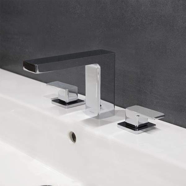 Lacava - Eleganza Deck Mount Three Hole Facuet With A Square Neck Spout, Two Handles, And A Pop Up, Drain Included