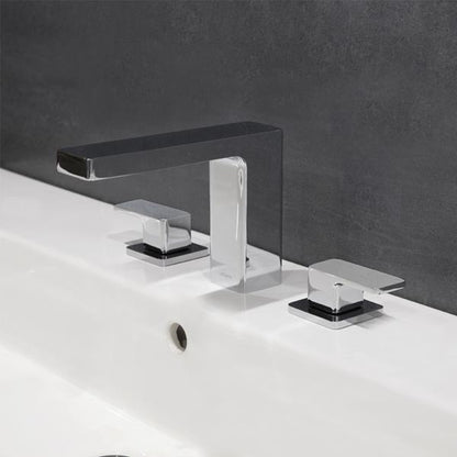 Lacava - Eleganza Deck Mount Three Hole Facuet With A Square Neck Spout, Two Handles, And A Pop Up, Drain Included