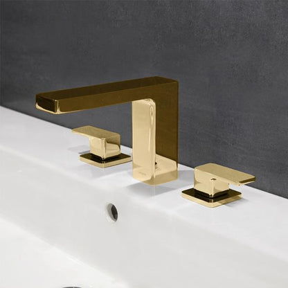 Lacava - Eleganza Deck Mount Three Hole Facuet With A Square Neck Spout, Two Handles, And A Pop Up, Drain Included
