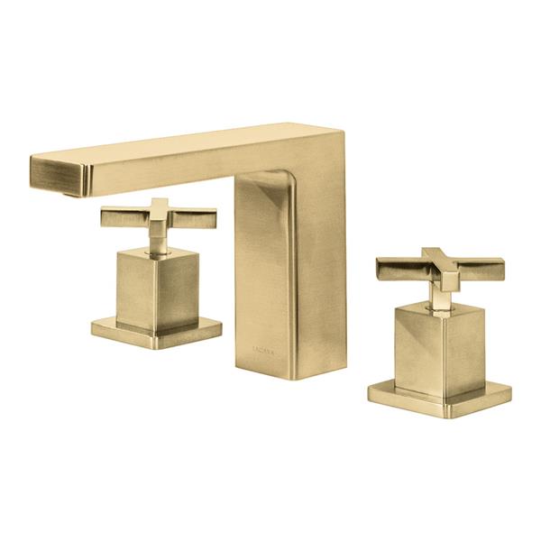 Lacava - Eleganza Deck Mount Three Hole Facuet With A Square Neck Spout, Two Handles, And A Pop Up, Drain Included