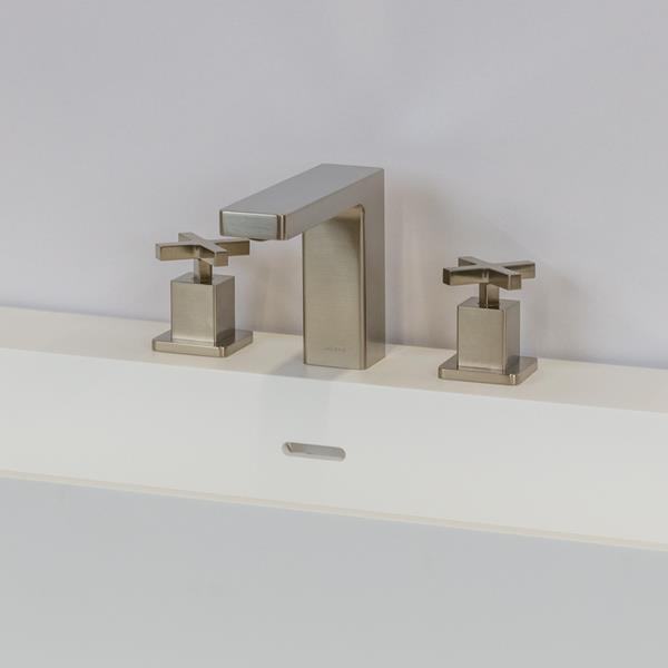 Lacava - Eleganza Deck Mount Three Hole Facuet With A Square Neck Spout, Two Handles, And A Pop Up, Drain Included