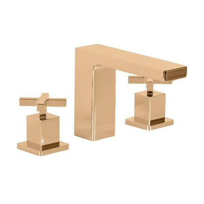 Lacava - Eleganza Deck Mount Three Hole Facuet With A Square Neck Spout, Two Handles, And A Pop Up, Drain Included