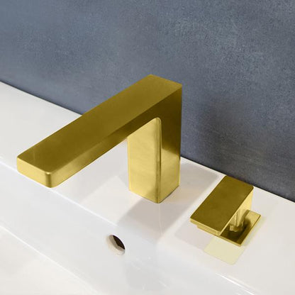 Lacava - Eleganza Deck Mount Two Hole Faucet With A Square Neck Spout, Lever Handle, And A Pop Up Drain