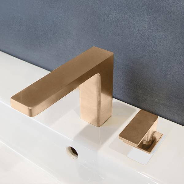 Lacava - Eleganza Deck Mount Two Hole Faucet With A Square Neck Spout, Lever Handle, And A Pop Up Drain