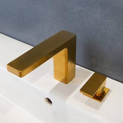 Lacava - Eleganza Deck Mount Two Hole Faucet With A Square Neck Spout, Lever Handle, And A Pop Up Drain