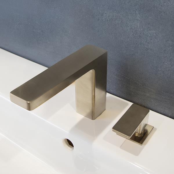 Lacava - Eleganza Deck Mount Two Hole Faucet With A Square Neck Spout, Lever Handle, And A Pop Up Drain