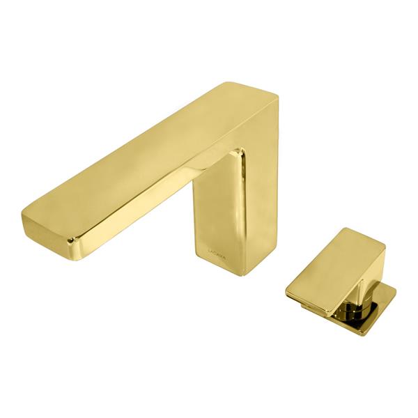 Lacava - Eleganza Deck Mount Two Hole Faucet With A Square Neck Spout, Lever Handle, And A Pop Up Drain