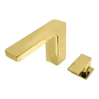 Lacava - Eleganza Deck Mount Two Hole Faucet With A Square Neck Spout, Lever Handle, And A Pop Up Drain