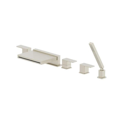 Flusso - Five Hole Deck Mounted Cascade Flow Roman Tub Faucet With Hand Shower