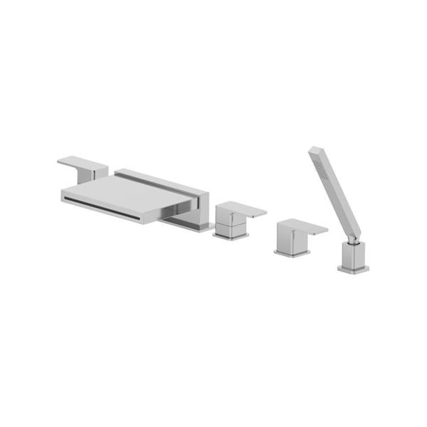Flusso - Five Hole Deck Mounted Cascade Flow Roman Tub Faucet With Hand Shower