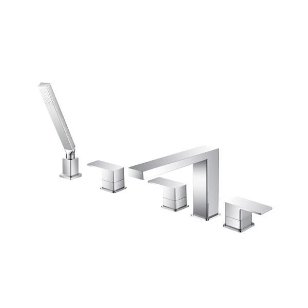 Flusso - Five Hole Deck Mounted Roman Tub Faucet With Hand Shower