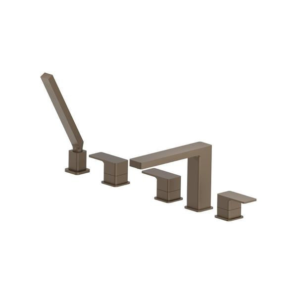 Flusso - Five Hole Deck Mounted Roman Tub Faucet With Hand Shower
