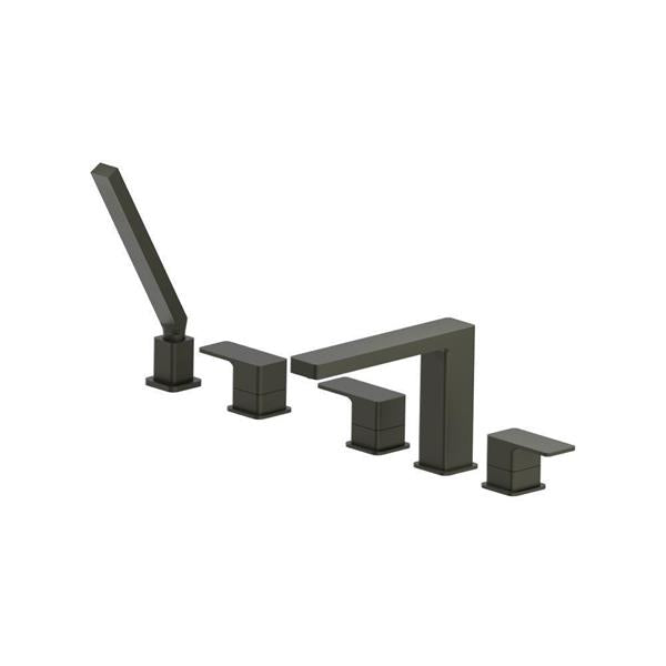 Flusso - Five Hole Deck Mounted Roman Tub Faucet With Hand Shower