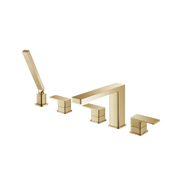Flusso - Five Hole Deck Mounted Roman Tub Faucet With Hand Shower