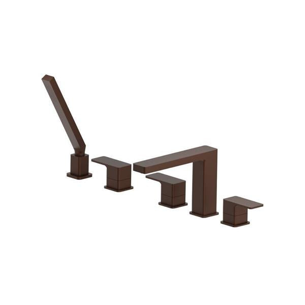 Flusso - Five Hole Deck Mounted Roman Tub Faucet With Hand Shower