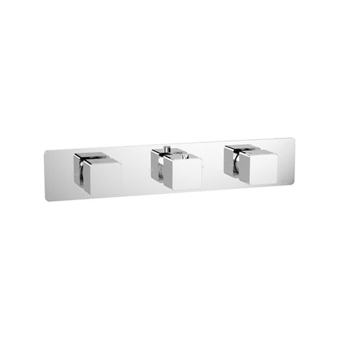 Flusso - 3/4 Inch Horizontal Thermostatic Valve with 2 Volume Controls &  Trim