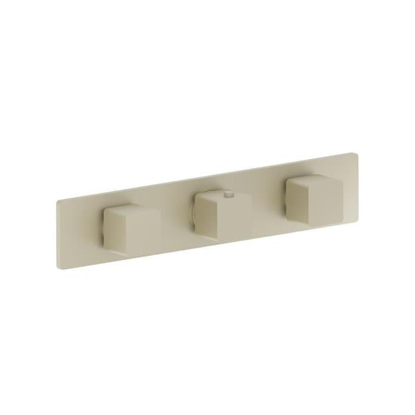 Flusso - 3/4 Inch Horizontal Thermostatic Valve with 2 Volume Controls &  Trim