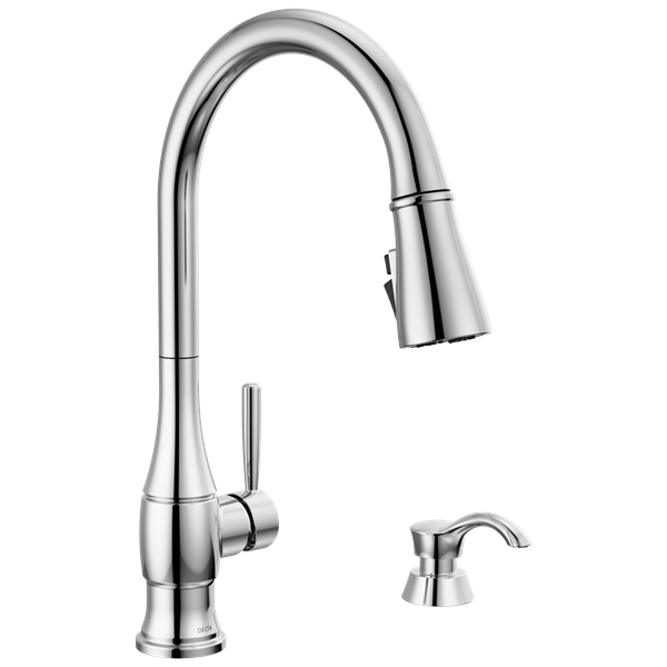 Delta - Hazelwood Single Handle Pull-Down Kitchen Faucet With Soap Dispenser And Shieldspray Technology