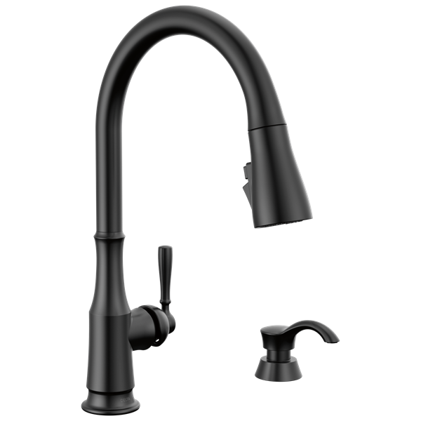 Delta - Capertee Single Handle Pull-Down Kitchen Faucet With Soap Dispenser And Shieldspray Technology