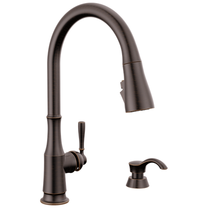 Delta - Capertee Single Handle Pull-Down Kitchen Faucet With Soap Dispenser And Shieldspray Technology