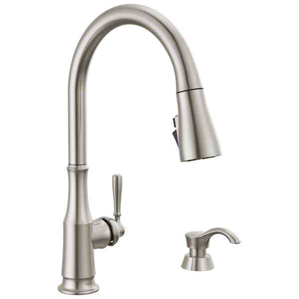Delta - Capertee Single Handle Pull-Down Kitchen Faucet With Soap Dispenser And Shieldspray Technology