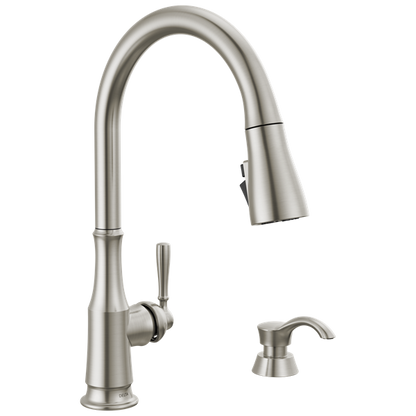 Delta - Capertee Single Handle Pull-Down Kitchen Faucet With Soap Dispenser And Shieldspray Technology