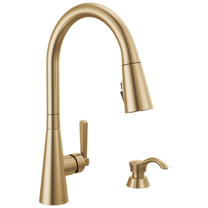 Delta - Boyd Single Handle Pull-Down Kitchen Faucet With Soap Dispenser And Shieldspray Technology