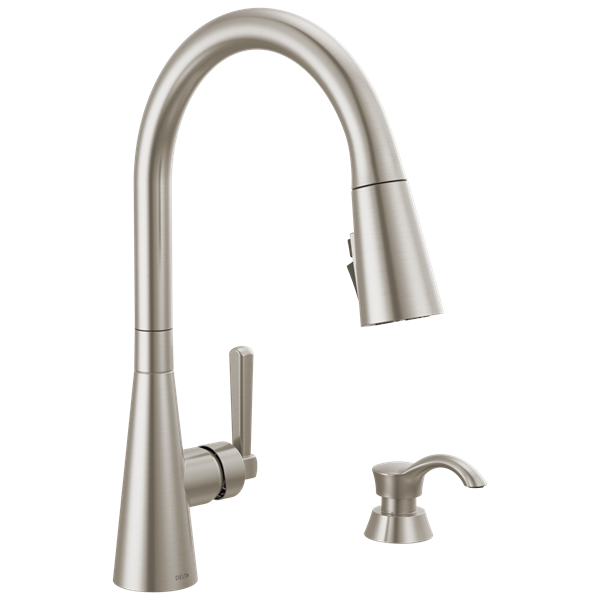 Delta - Boyd Single Handle Pull-Down Kitchen Faucet With Soap Dispenser And Shieldspray Technology