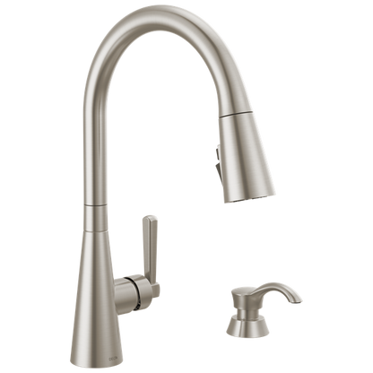 Delta - Boyd Single Handle Pull-Down Kitchen Faucet With Soap Dispenser And Shieldspray Technology