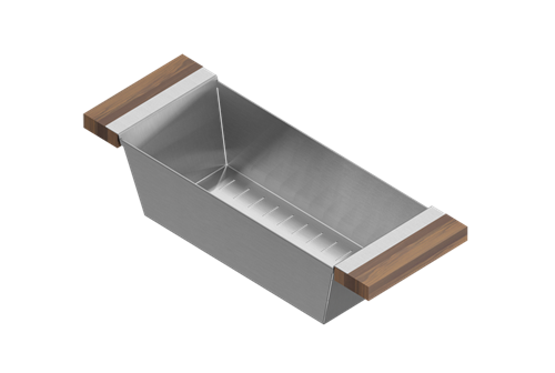Julien - Colander for 16 inch sink, walnut handles, 6X17X4-1/4