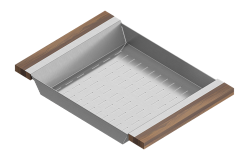 Julien - Colander for 16 inch sink, walnut handles, 12X17X2-1/4