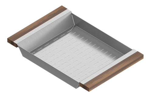Julien - Colander for 17 inch sink, walnut handles, 12X18X2-1/4