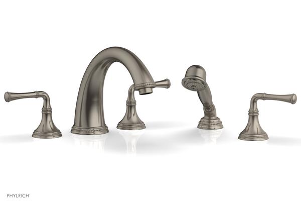 Phylrich - Beaded Deck Tub Set W/Hand Shower - Lever Handles
