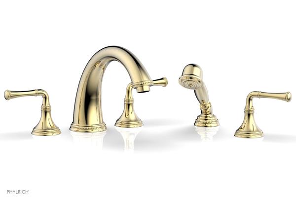 Phylrich - Beaded Deck Tub Set W/Hand Shower - Lever Handles