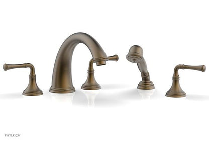 Phylrich - Beaded Deck Tub Set W/Hand Shower - Lever Handles