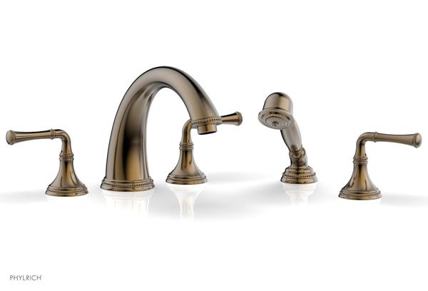 Phylrich - Beaded Deck Tub Set W/Hand Shower - Lever Handles