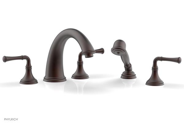 Phylrich - Beaded Deck Tub Set W/Hand Shower - Lever Handles