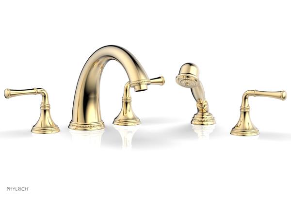 Phylrich - Beaded Deck Tub Set W/Hand Shower - Lever Handles