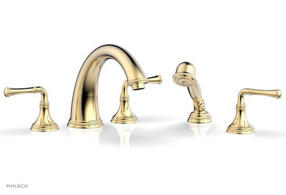 Phylrich - Beaded Deck Tub Set W/Hand Shower - Lever Handles
