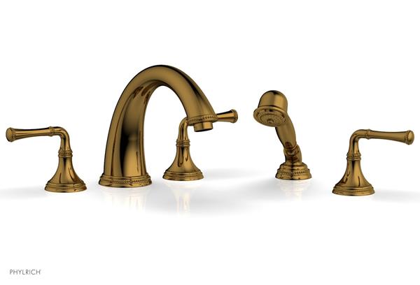Phylrich - Beaded Deck Tub Set W/Hand Shower - Lever Handles