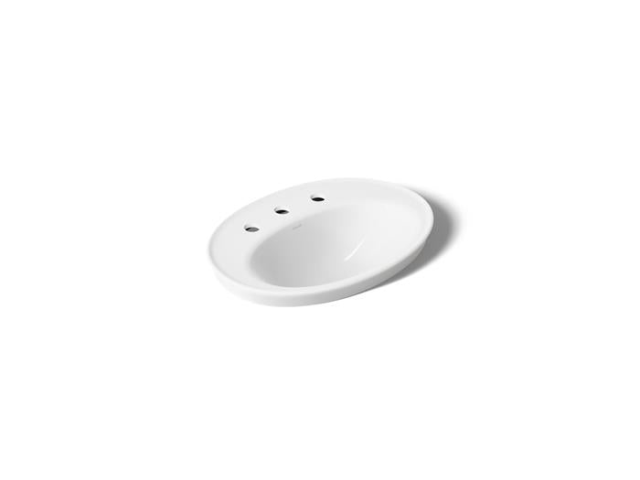 Kohler - Serif 22-1/4 Inch Oval Drop-In Bathroom Sink With Overflow - 8Cc Holes