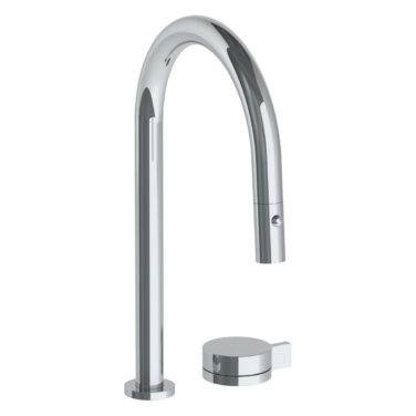 Watermark - Elements Deck Mounted 2 Hole Gooseneck Kitchen Faucet with Pull Down Spray