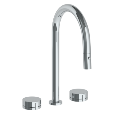 Watermark - Elements Deck Mounted 3 Hole Gooseneck Kitchen Faucet with Pull Down Spray