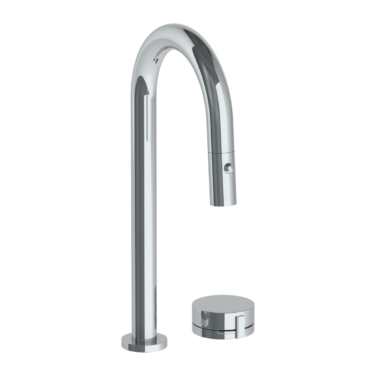 Watermark - Elements Deck Mounted 2 Hole Gooseneck Prep Faucet with Pull Down Spray